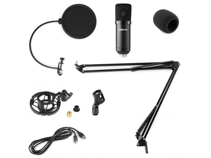 Vonyx CMS300B Micrófono de estudio Set USB Negro 173512