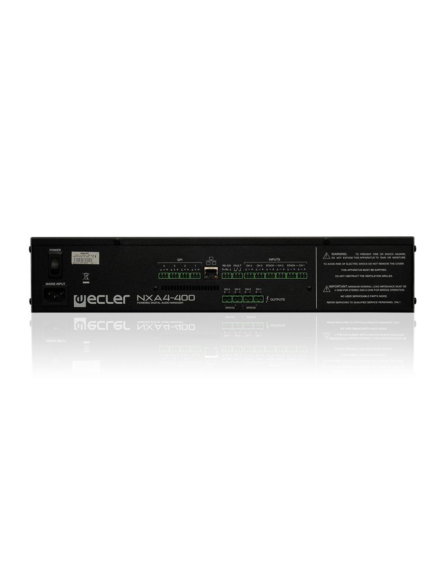 ECLER Gestores Digitales De Audio  4x400 WRMS | DSP | Clase D | Silencioso | TP-NET | EclerNet NXA4-400