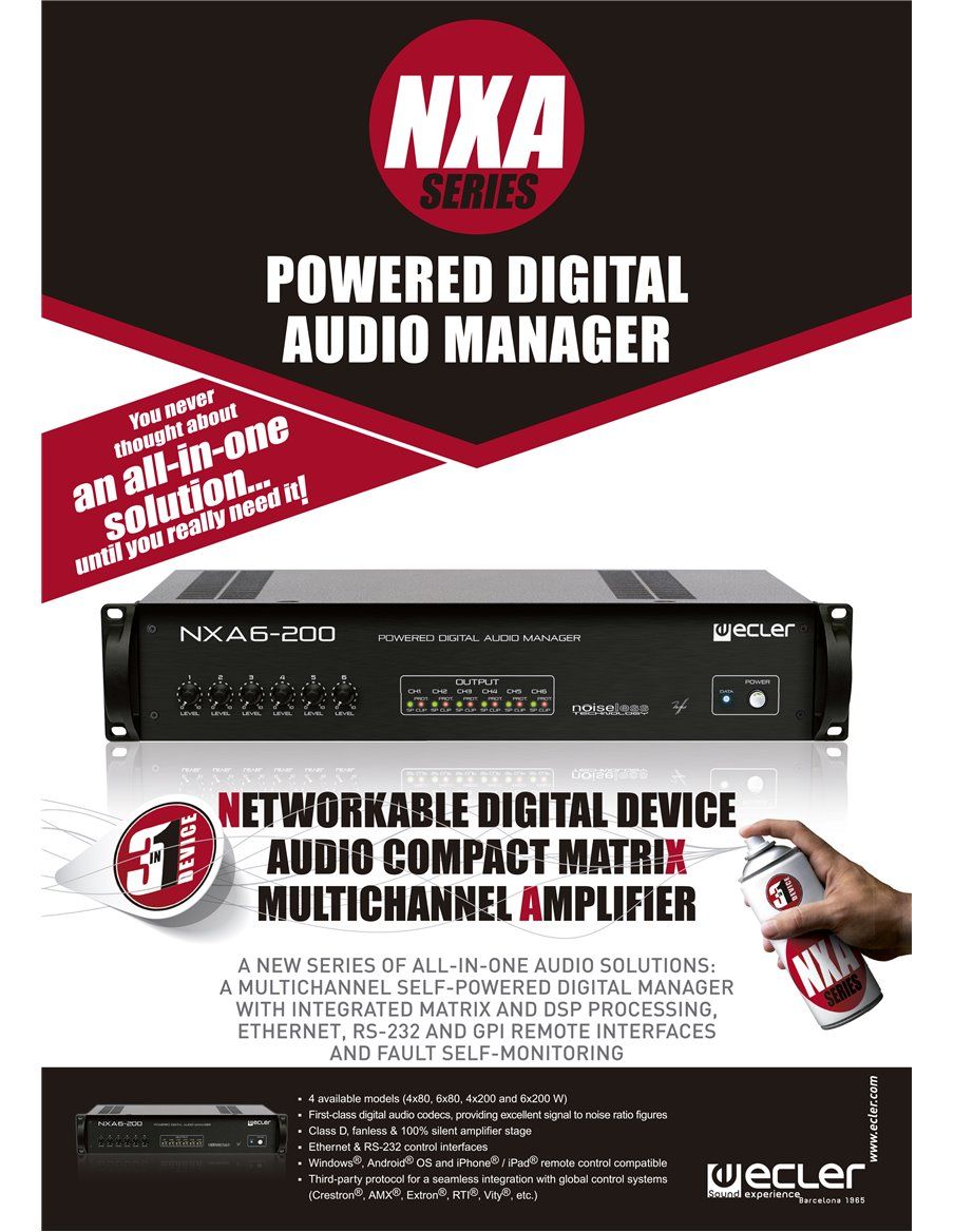 ECLER Gestores Digitales De Audio  4x400 WRMS | DSP | Clase D | Silencioso | TP-NET | EclerNet NXA4-400