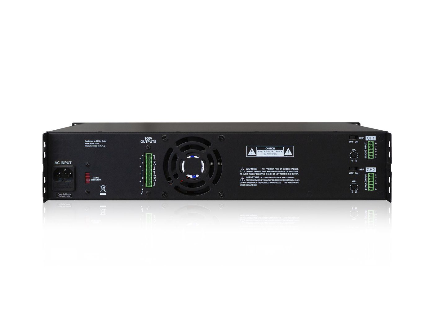 ECLER Alta Impedancia  2x500 WRMS | amplificador | multicanal eHSA2-500