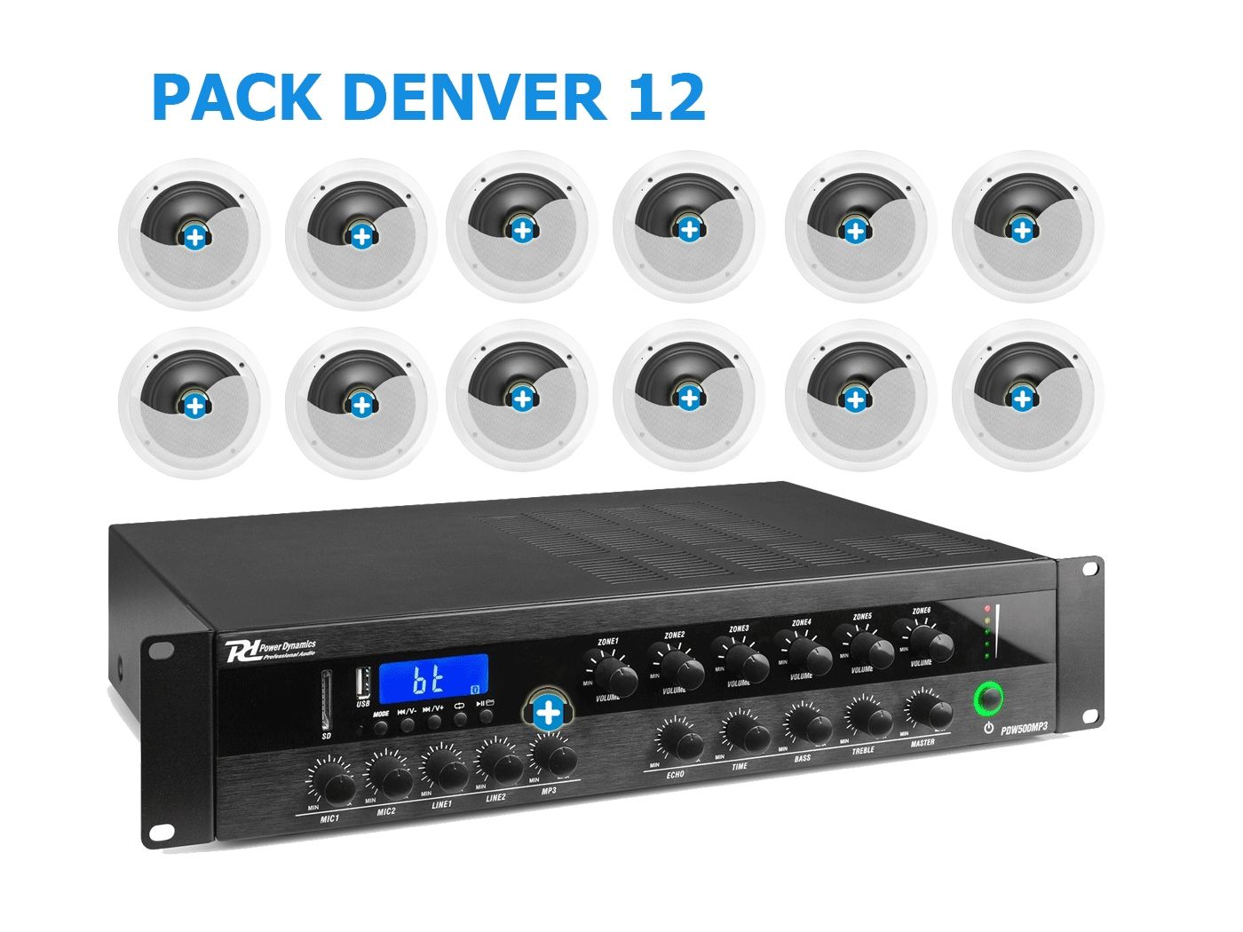 Pack de Hilo Musical -DENVER - 12 - Altavoces de linea de 100v - 1