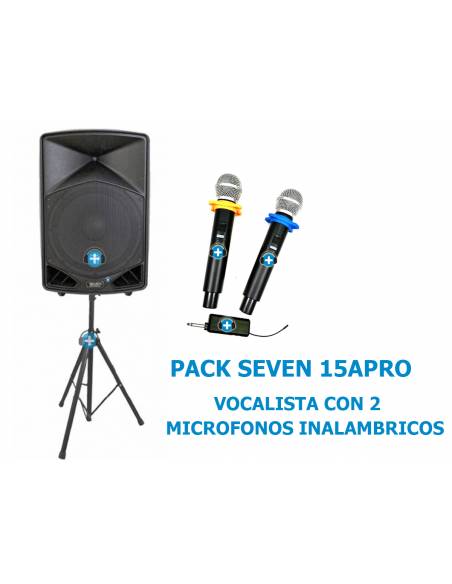 PACK SEVEN 15APRO VOCALISTA  CON 2 MICROFONOS INALAMBRICOS BASIC - 2