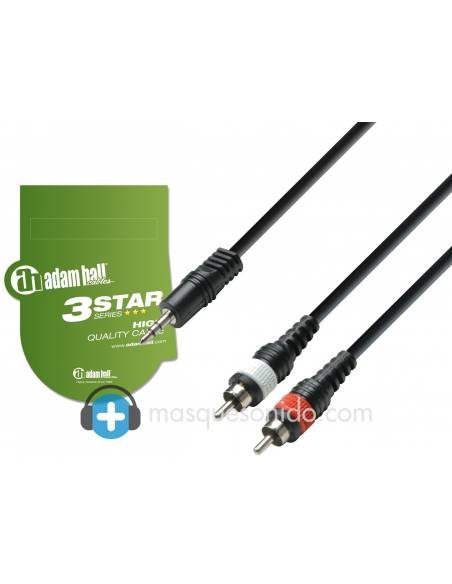 Adam Hall Cable de audio Minijack 3,5mm a 2 RCA - 1 metro - 2