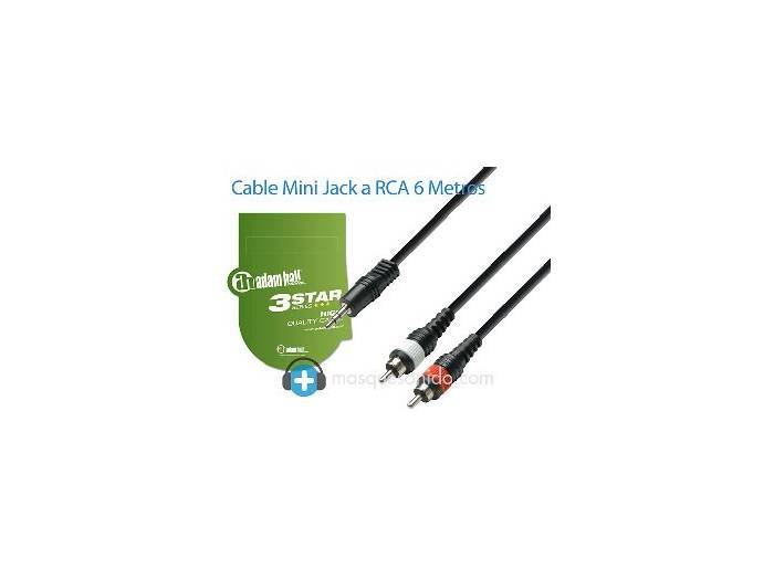 Adam Hall Cable de audio Minijack 3,5mm a 2 RCA - 6 metros - 3
