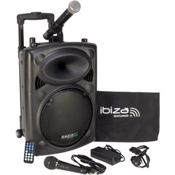 IBIS 10'' PORTABLE KARAOKE SET +VHF MIC/WIRED MIC/USB-SD REC/VOX, BLUETOOTH PORT10VHF- PORT10VHF-BT