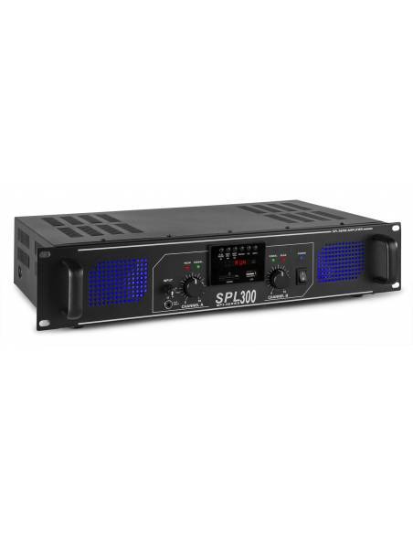 Skytec SPL 300MP3 Amplificador con LEDs azules EQ Negro  178764