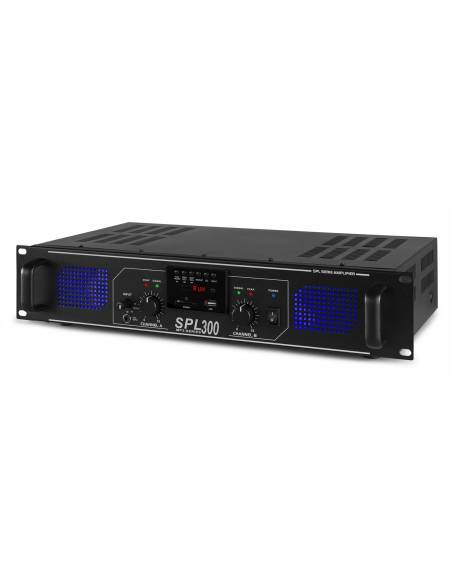 Skytec SPL 300MP3 Amplificador con LEDs azules EQ Negro  178764 - 2