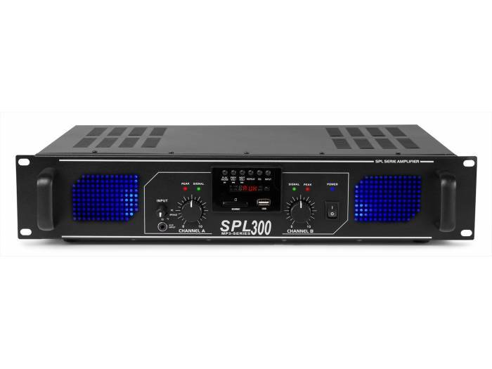 Skytec SPL 300MP3 Amplificador con LEDs azules EQ Negro  178764 - 4