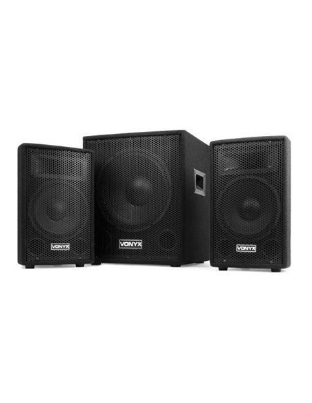 Vonyx VX0812BT 2.1 Pack de altavoces activos con subwoofer de 12" satélites de 8" y bluetooth