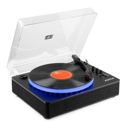 Fenton RP162LED Tocadiscos retro con Bluetooth in/out (recepción y envío) - Anillo LED - Negro
