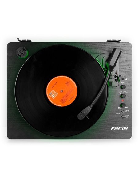 Fenton RP162LED Tocadiscos retro con Bluetooth in/out (recepción y envío) - Anillo LED - Negro