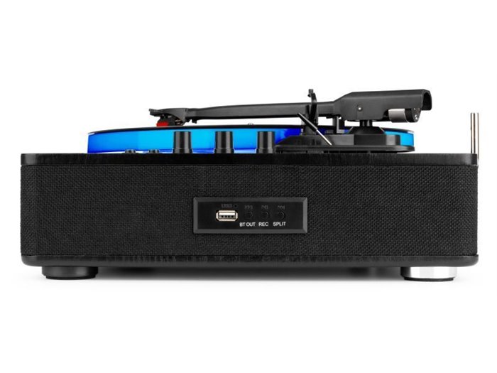 Fenton RP162LED Tocadiscos retro con Bluetooth in/out (recepción y envío) - Anillo LED - Negro