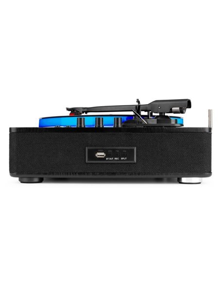 Fenton RP162LED Tocadiscos retro con Bluetooth in/out (recepción y envío) - Anillo LED - Negro