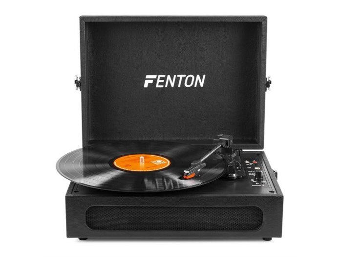 Fenton RP118B Tocadiscos retro con entrada/salida Bluetooth y USB - Negro