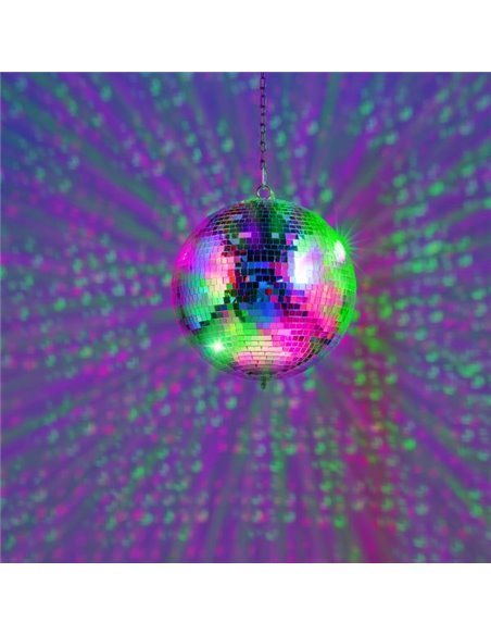 Fuzzix MB30ML Bola de Discoteca 30 cm - con motor a pilas y LED RGBW