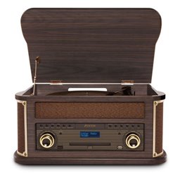 Fenton Memphis Tocadiscos retro con Bluetooth, radio DAB y FM, reproductor de CD, casete y mp3 - Madera oscura 2