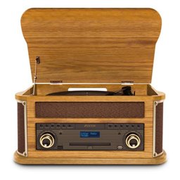 Fenton Memphis Tocadiscos retro con Bluetooth, radio DAB y FM, reproductor de CD, casete y mp3 - Madera clara 2