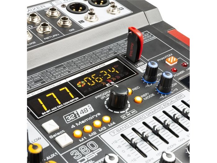 Power Dynamics PDM-T1604 Mezclador de audio de 16 canales DSP/MP3/USB Grabación