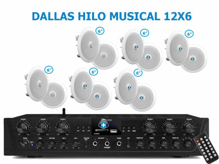 DALLAS 12X6 - HILO MUSICAL EN CASA  6 zonas - 12 altavoces techo 6 pulgadas - 2