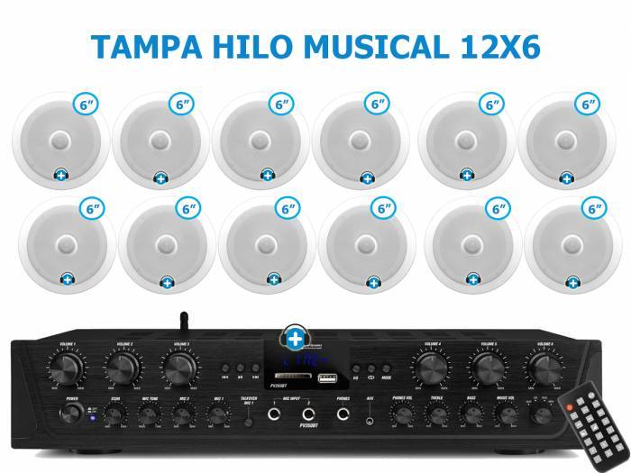 DALLAS 12X6 - HILO MUSICAL EN CASA  6 zonas - 12 altavoces techo 6 pulgadas - 6