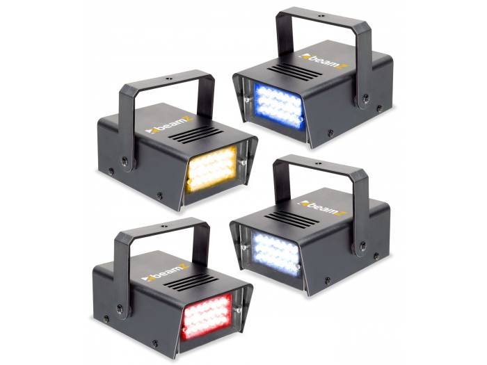 beamZ BMS24SET Conjunto de 4 mini LED estroboscopios RYBW - 1