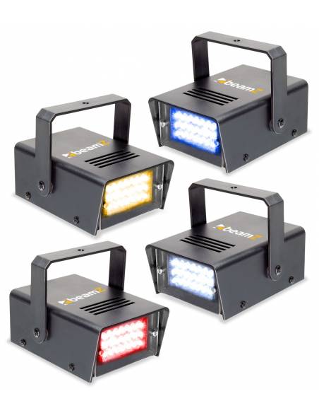 beamZ BMS24SET Conjunto de 4 mini LED estroboscopios RYBW - 1