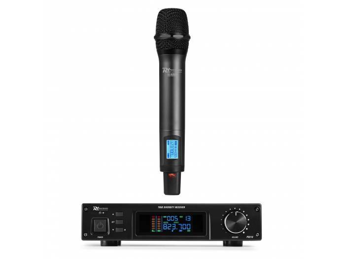 Power Dynamics PD210 Micrófono inalámbrico de mano UHF 160-Canales, sistema True Diversity