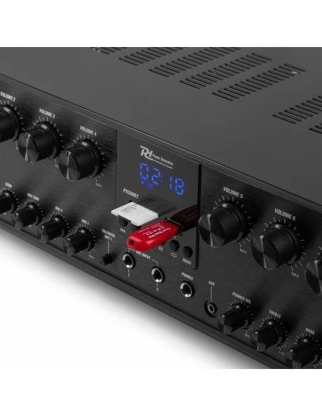 Power Dynamic PV280BT Amplificador de audio de 8 zonas 800W