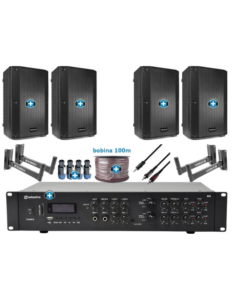Pack de Sonido 306 Premium - Amplificador con zonas y 4 Altavoces de 10 pulgadas pasivos