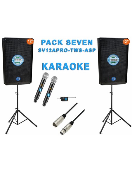 Pack Sonido Karaoke Seven PASV-12A PRO: 2 Altavoces + Micros