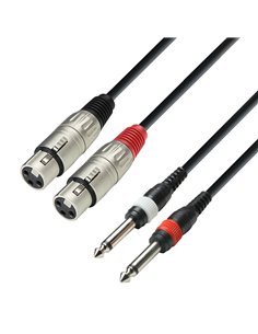 Adam Hall Cables 3 STAR TFP 0300 - Cable de 2 conectores XLR hembra a 2 jacks mono de 6,3 mm, 3 m - 1 2