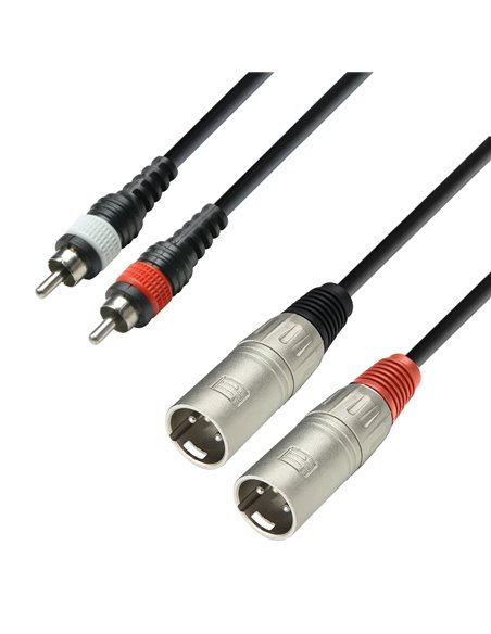 Adam Hall Cables 3 STAR TMC 0600 - Cable de audio revestido de 2 conectores RCA macho a 2 conectores XLR macho, 6 m