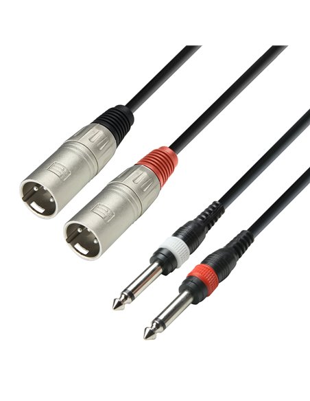 Adam Hall Cables 3 STAR TMP 0300 - Cable de audio de 2 conectores XLR macho a 2 jacks mono de 6,3 mm, 3 m