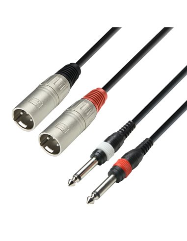 Adam Hall Cables 3 STAR TMP 0600 - Cable de audio de 2 conectores XLR macho a 2 jacks mono de 6,3 mm, 6 m