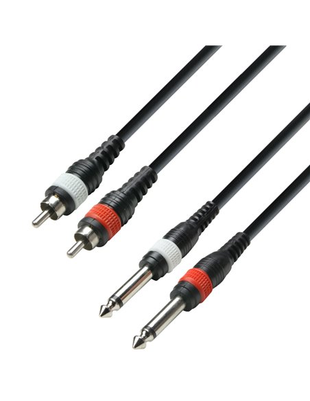 Adam Hall Cables 3 STAR TPC 0600 M - Cable de audio de 2 conectores RCA a 2 jacks mono de 6,3 mm, 6 m