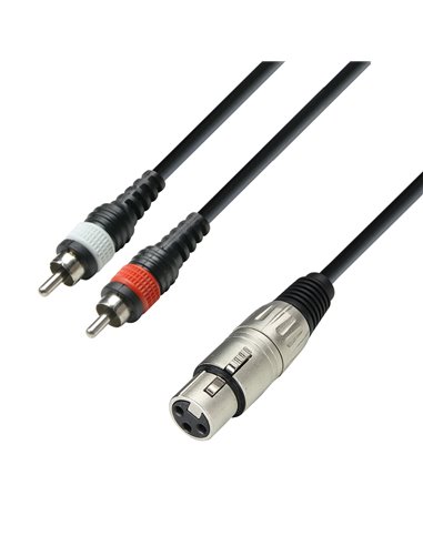 Adam Hall Cables 3 STAR YFCC 0300 - Cable de audio de conector XLR hembra a 2 conectores RCA macho, 3 m