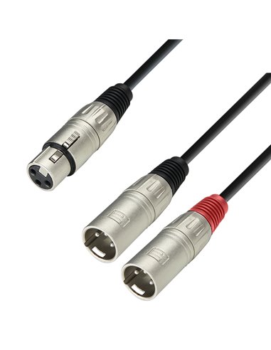 Adam Hall Cables 3 STAR YFMM 0300 - Cable de audio de conector XLR hembra a 2 conectores XLR macho, 3 m