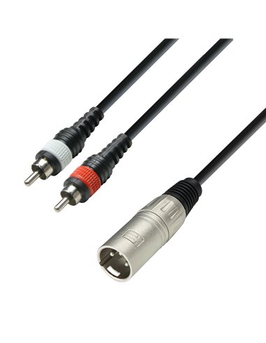Adam Hall Cables 3 STAR YMCC 0100 - Cable de audio de conector XLR macho a 2 conectores RCA macho, 1 m