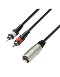 Adam Hall Cables 3 STAR YMCC 0300 - Cable de audio de conector XLR macho a 2 conectores RCA macho, 3 m - 1 2