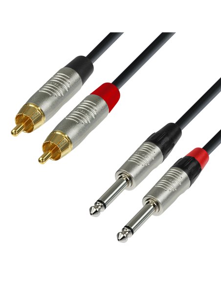 Adam Hall Cables 4 STAR TPC 0090 - Cable de Audio REAN de 2 RCA macho a 2 Jacks 6,3 mm mono 0,9 m