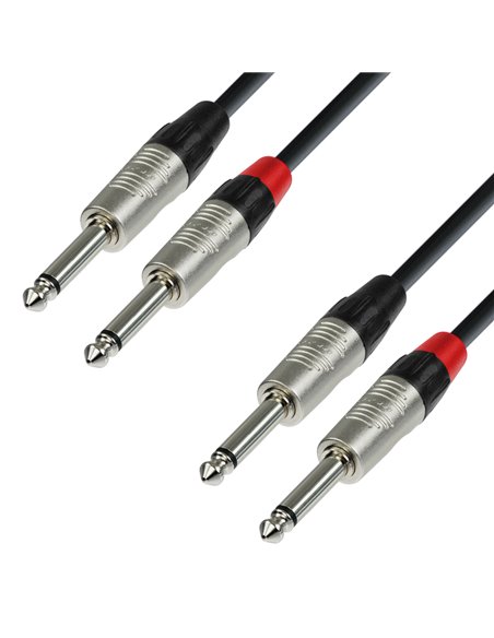 Adam Hall Cables 4 STAR TPP 0090 - Cable de Audio REAN de 2 Jacks 6,3 mm mono a 2 Jacks 6,3 mm mono 0,9 m