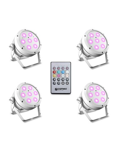 Cameo ROOT® PAR 4 WH SET 1 - Set compuesto por 4 x CLROOTPAR4WH incluyendo un control remoto IR (CLPFLAT1REMOTE)
