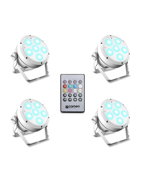 Cameo ROOT® PAR 6 WH SET 1 - Set compuesto por 4 x CLROOTPAR6WH incluyendo un control remoto IR (CLPFLAT1REMOTE)