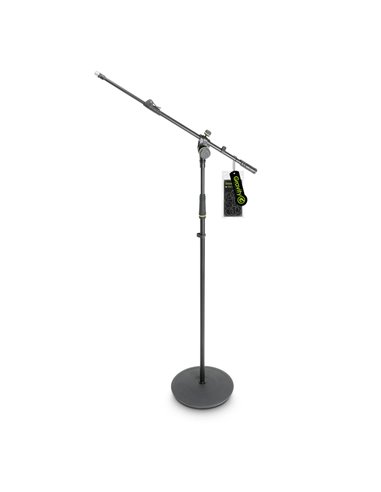 Gravity MS 2322 B - Pie de micrófono con base redonda y brazo jirafa largo de 2 puntos de ajuste