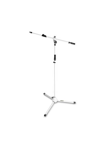 Gravity MS 4322 W - Pie de micrófono con trípode y brazo jirafa telescópico de 2 puntos de ajuste blanco