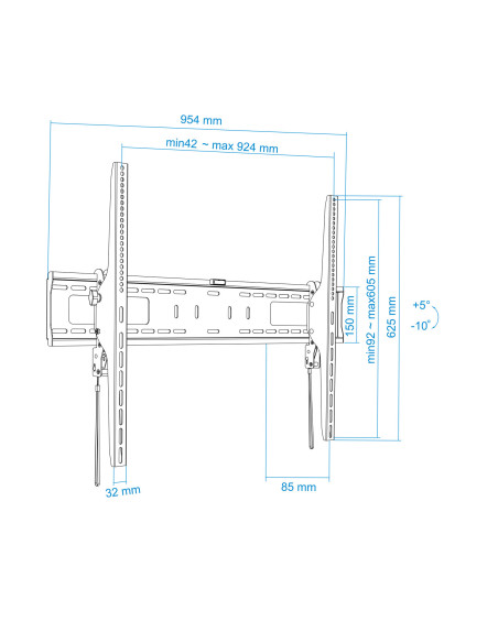 TOOQ LP42100T-B Soporte de pared para pantallas 60"- 100"