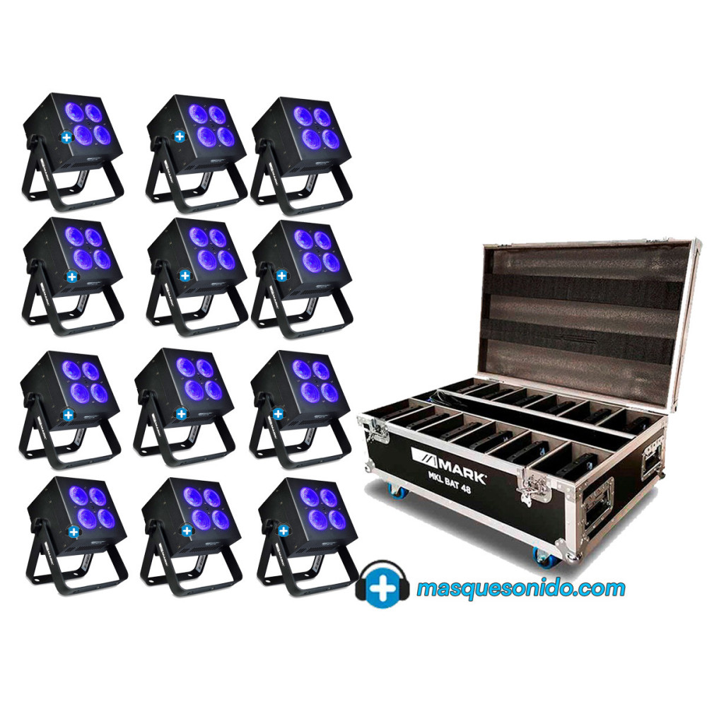Pack 12 Focos Batería con Flightcase de Carga
