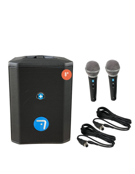 Pack Karaoke Dúo Seven SV8: Altavoz 8" + 2 Micrófonos | Masquesonido