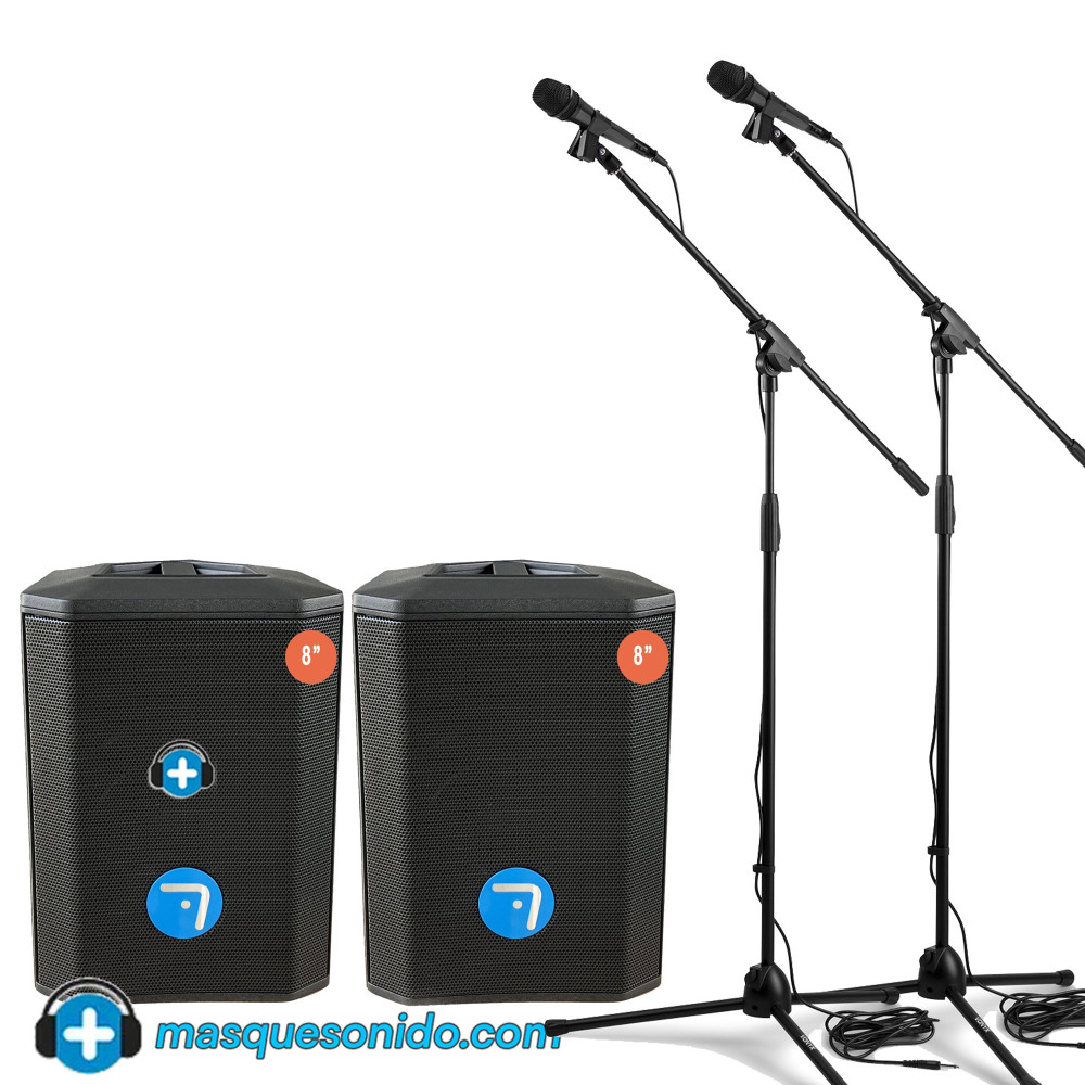 Pack Karaoke Ultimate Show: 2 Altavoces TWS + Trípodes + Micros | Masquesonido