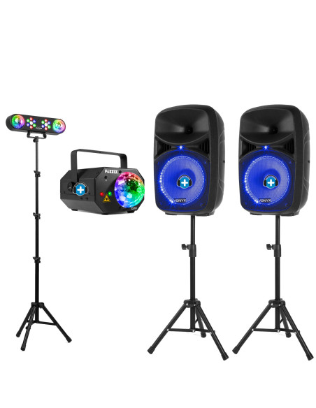 Pack Fiesta Total "Home Disco": Sistema Vonyx 600W con Bluetooth + Set Iluminación Láser & LED